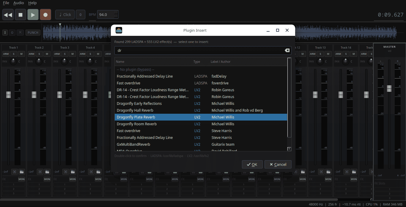 LADSPA plugin browser